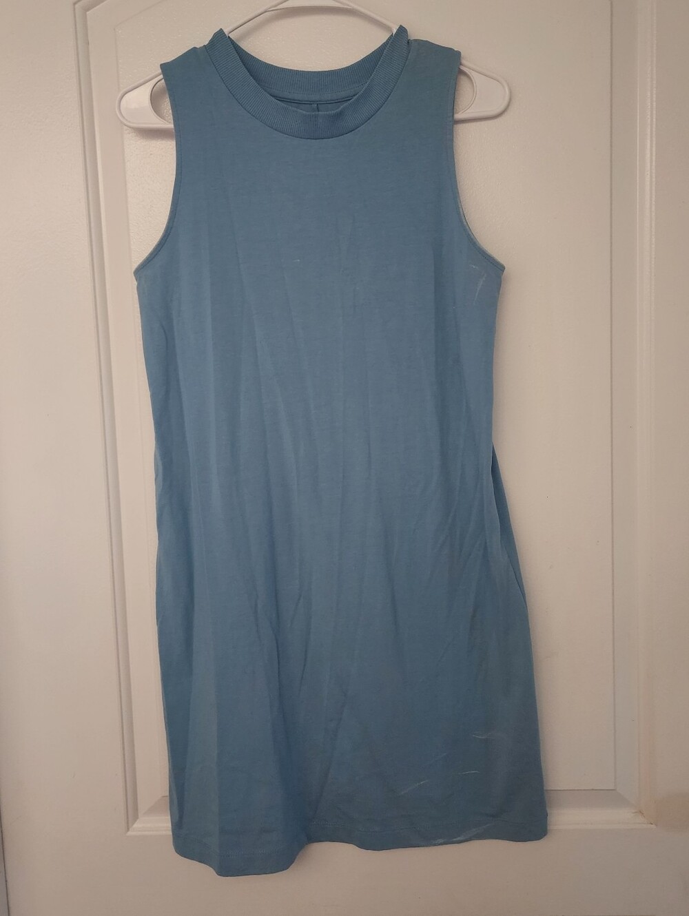 A New Day Women's Solid Blue Crewneck Sleeveless T-Shirt Mini Dress Small S